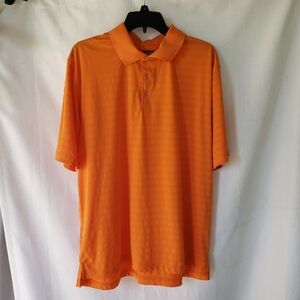 Lynx Polo Mens Size L Orange Textured Shprt Sleeve Collared Golf Athletic